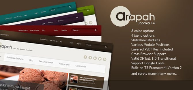 Arapah Clean and Simple Premium Joomla Template 1.6